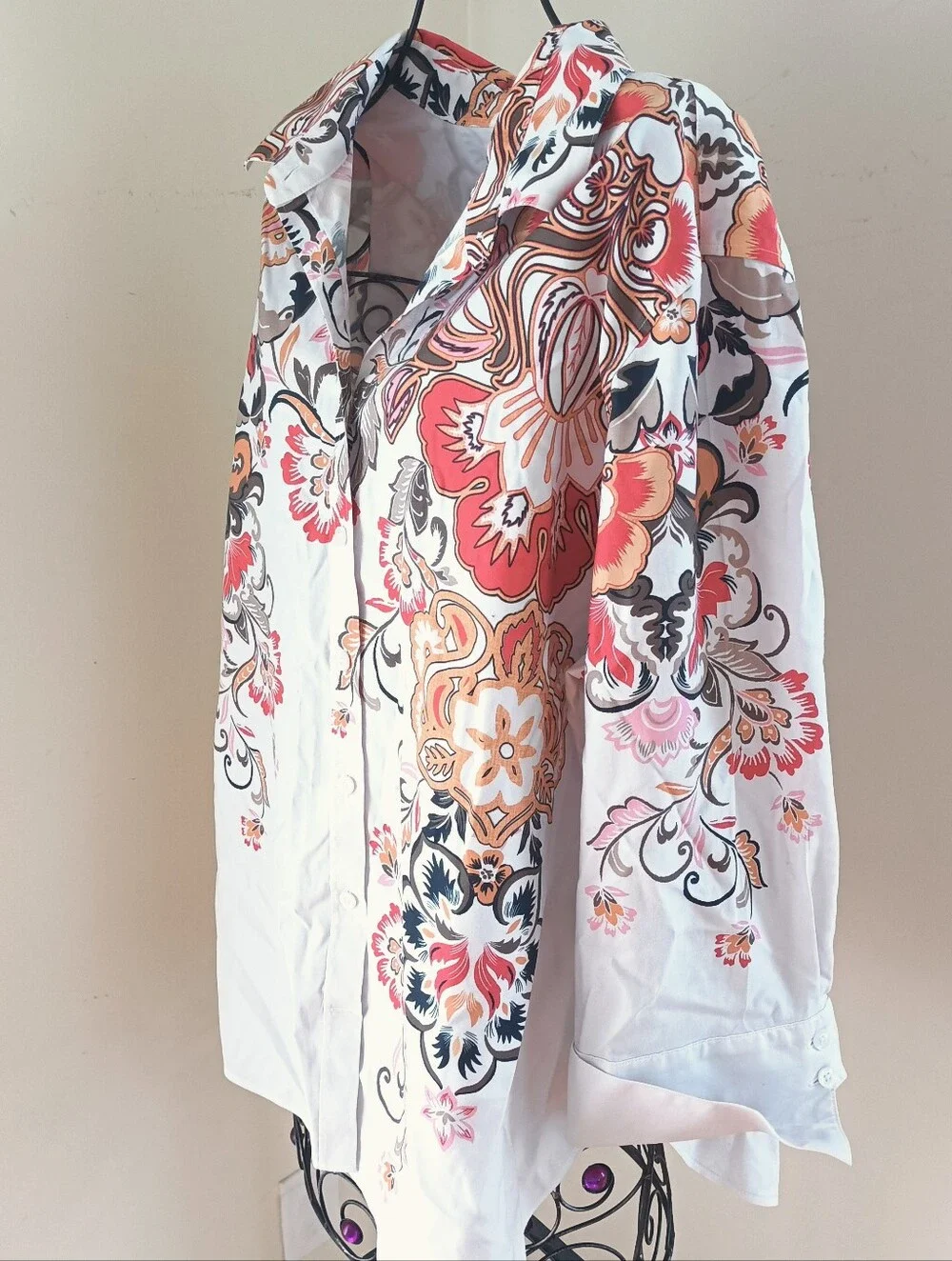 Chico's Cotton Button Up 3/4 Sleeve Shirt size 16